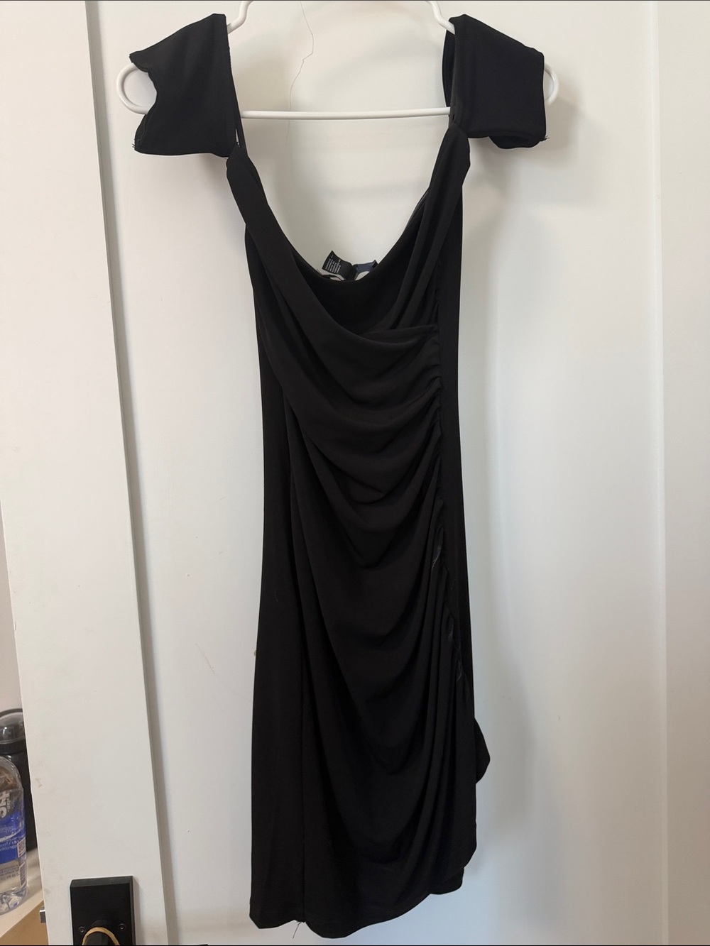 Off shoulder black mini dress